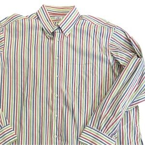 Maus & Hoffman XXL Multi Color Striped Button Down Shirt USA Made Cotton